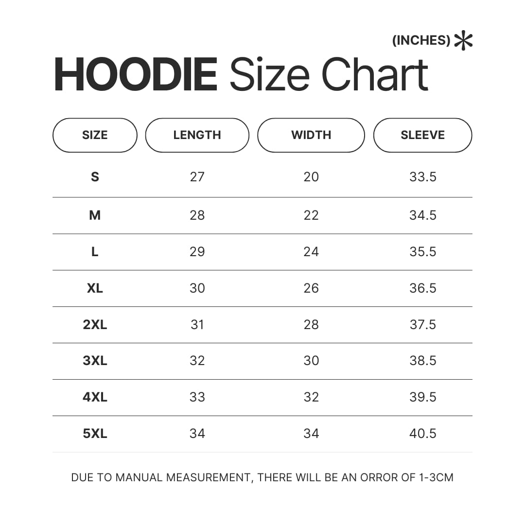 Hoodie Size Chart - Half Life Shop