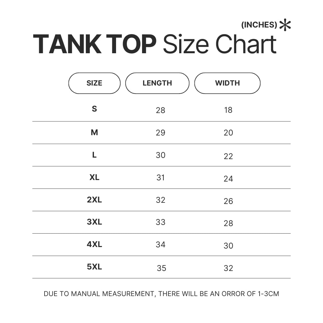Tank Top Size Chart - Half Life Shop