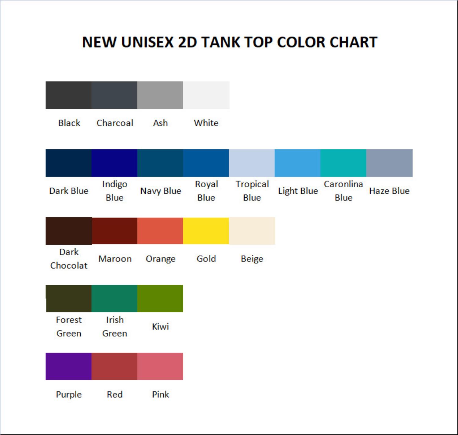 tank top color chart - Half Life Shop