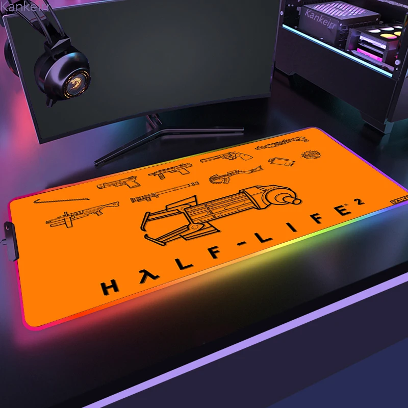 Gaming XL Mouse Pad RGB Mousepad Cool LED Mausepad Keyboard Desk Carpet Game Rubber No slip 11 - Half Life Shop