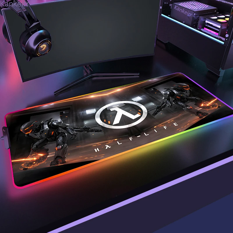 Gaming XL Mouse Pad RGB Mousepad Cool LED Mausepad Keyboard Desk Carpet Game Rubber No slip 5 - Half Life Shop
