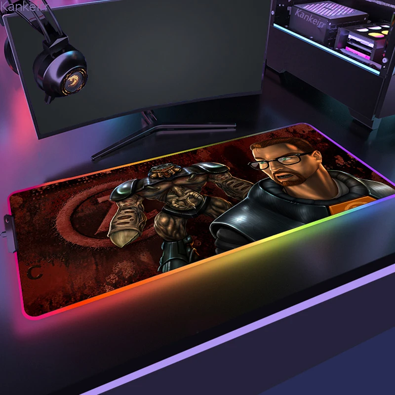 Gaming XL Mouse Pad RGB Mousepad Cool LED Mausepad Keyboard Desk Carpet Game Rubber No slip - Half Life Shop